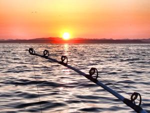 Flat waters and a beautiful sunrise on opening morning of halibut fishing season in Washington's inner waters.